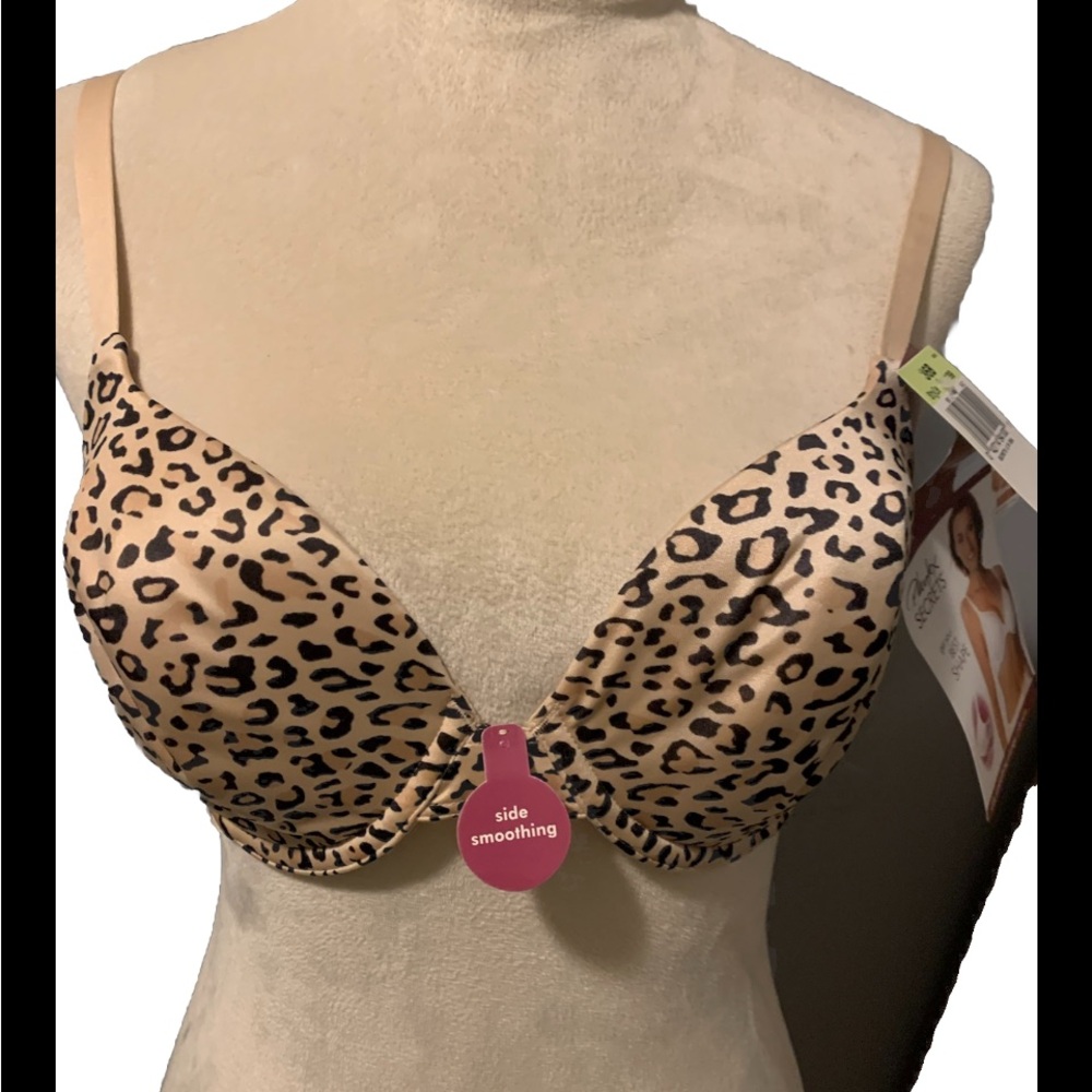 Playtex Secrets 4139 Animal Print Plunge Bra NWT Smoothing Shaping 36B